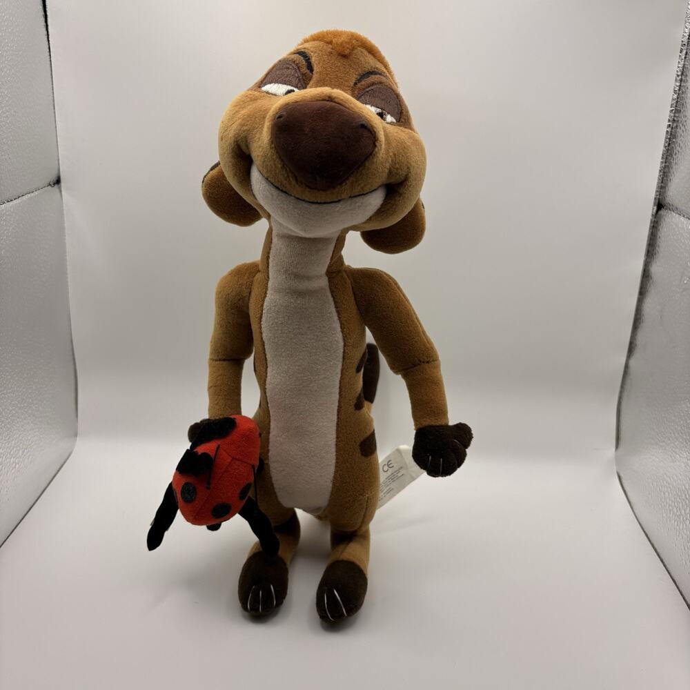 Vintage 11" Plush Timon With Ladybug Lion King Disney Store Toy Stuffed Animal